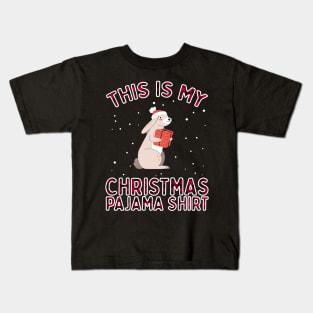 Funny Cute Christmas Rabbit Bunny Gift Pajama Santa Hat Xmas Kids T-Shirt